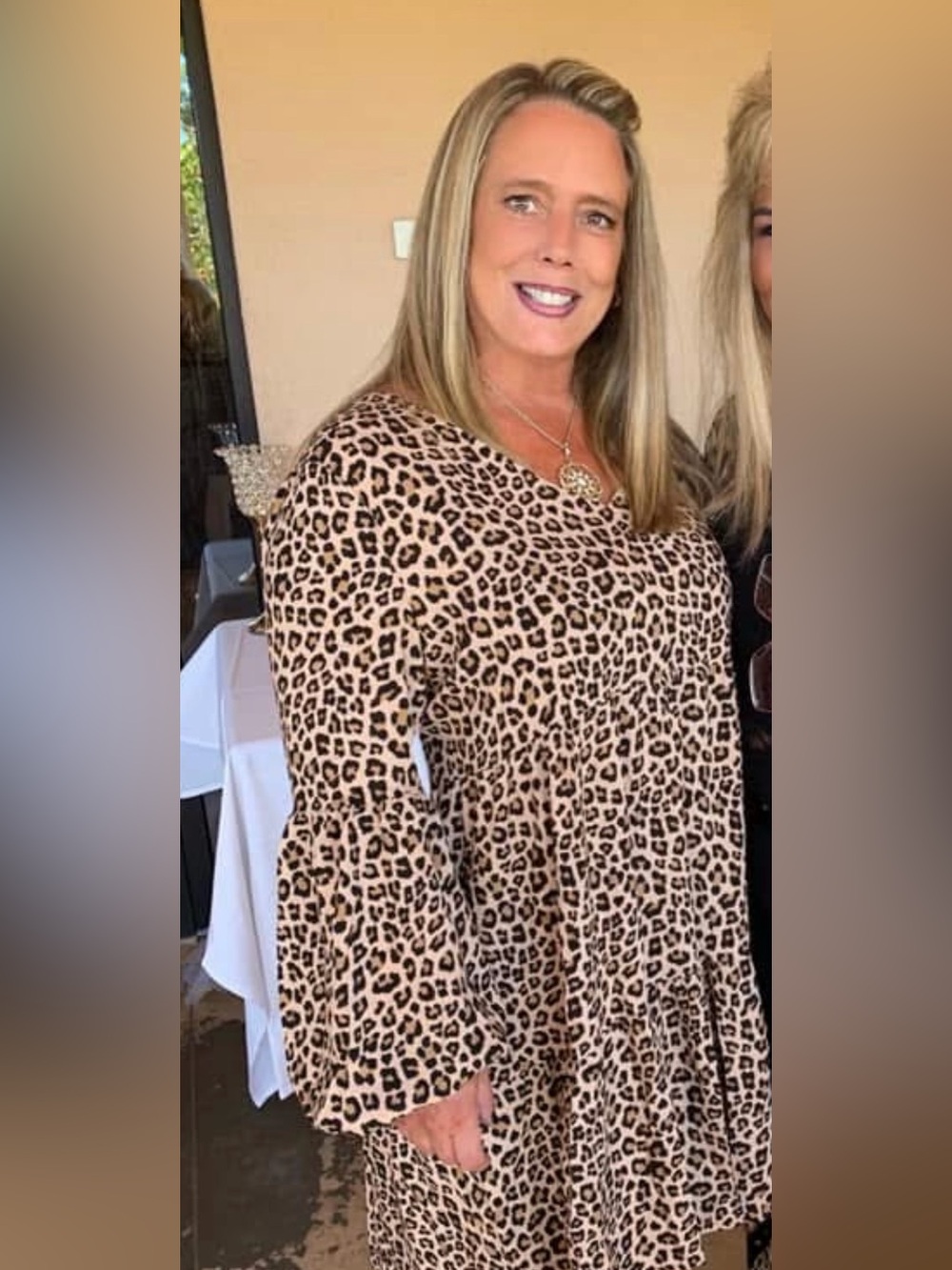 Leopard Print Babydoll Dress XL Tiered Long Sleeve Boho Flowy Animal Print